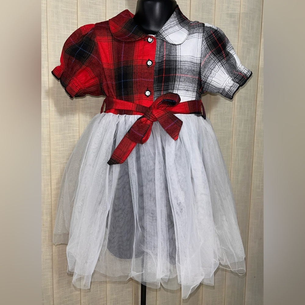 NWOT! Girl’s Plaid Red & White Kids Boutique Dress Size 3T-4T